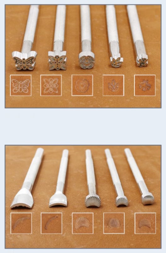 Set of 20 Styles Steel Leather Carving Craft Tool Stamps Punches - Silver Tone