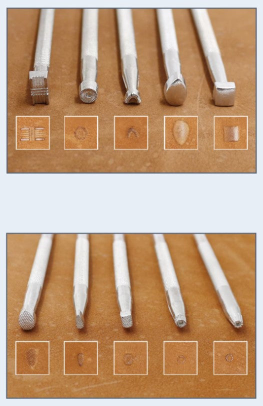 Set of 20 Styles Steel Leather Carving Craft Tool Stamps Punches - Silver Tone