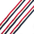 Red cream and navy cotton flat rope on a white background.