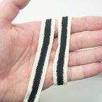 Black and Cream Cotton Flat Rope for Garment Embellishment etc - 5 metres x 18 mm