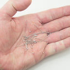 Close-up of stainless steel tailors pins in a pack, ideal for sewing.