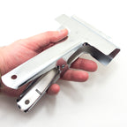 Clamps in use holding fabric securely in place