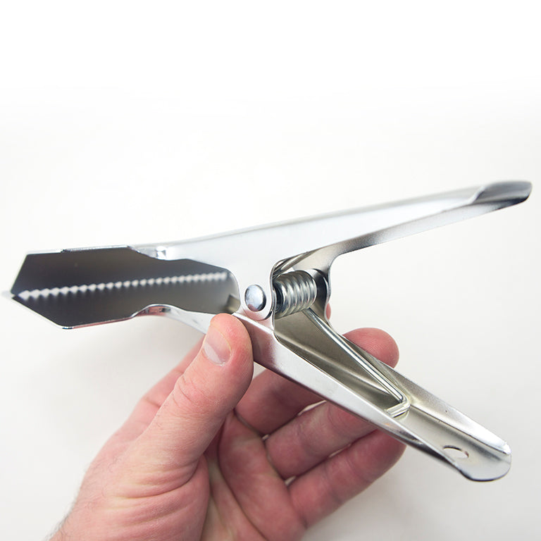 Two fabric clamps side by side showing size and design
