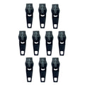 Set of 10 black metal No.3 zip pulls displayed on a white background.
