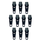 Set of 10 black metal No.3 zip pulls displayed on a white background.
