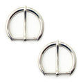 Set of 2 large silver tone metal buckles for belts and bags.
