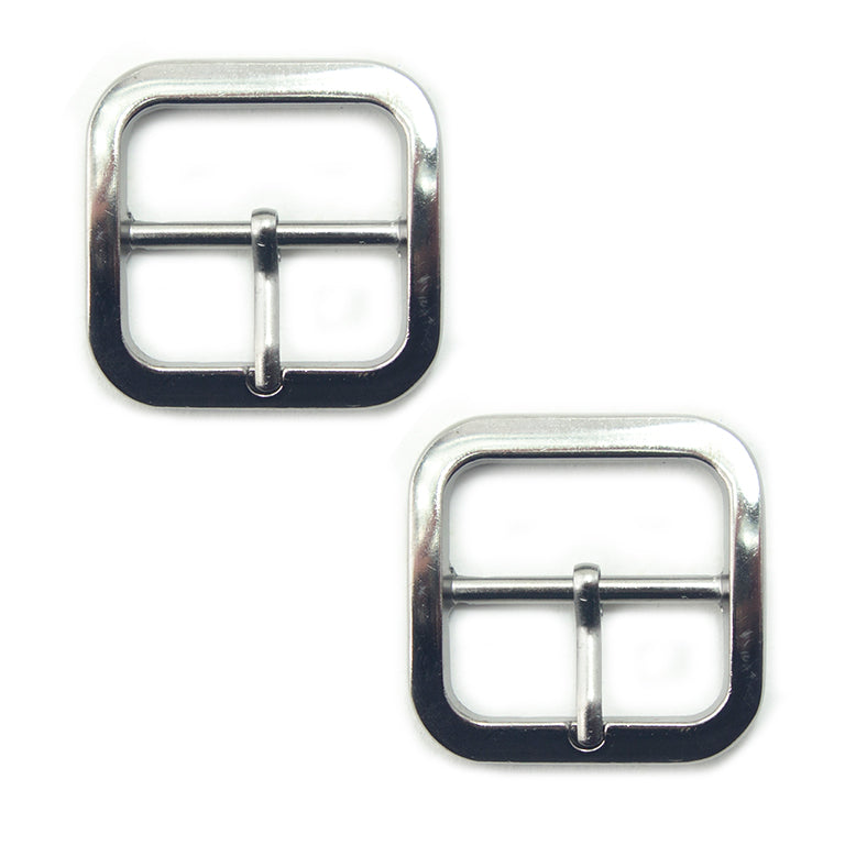 Two dark silver tone metal buckles for bags and belts.