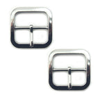 Two dark silver tone metal buckles for bags and belts.