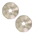 Two steel alloy rotary cutting blades, 110 mm diameter.