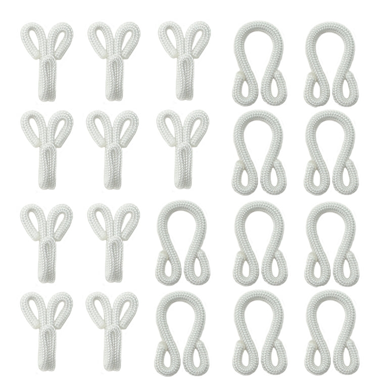 Pack of 10 sets of large copper white fur hooks and eyes fasteners.