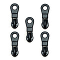Pack of 5 water resistant black metal zip pulls with head slider.