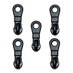 Pack of 5 water resistant black metal zip pulls with head slider.