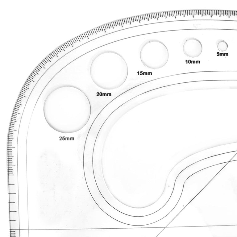 Pattern marking ruler next to a fabric piece for scale