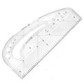 Clear pattern marking ruler with button stencils laid flat