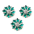 Set of 3 large dark green and clear diamante crystal buttons