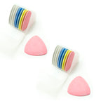 Close-up of multicoloured triangular tailor's chalks for sewing.