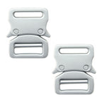 Two heavy duty brushed silver tone metal quick release buckles