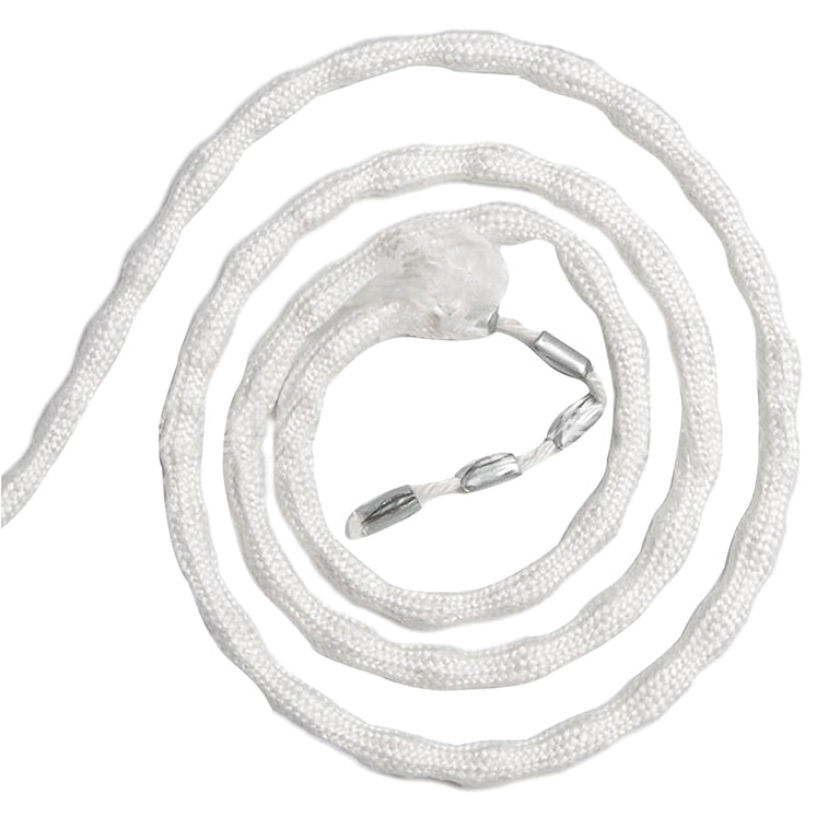 Lead curtain weight hem tape in white fabric, 2 metres long.