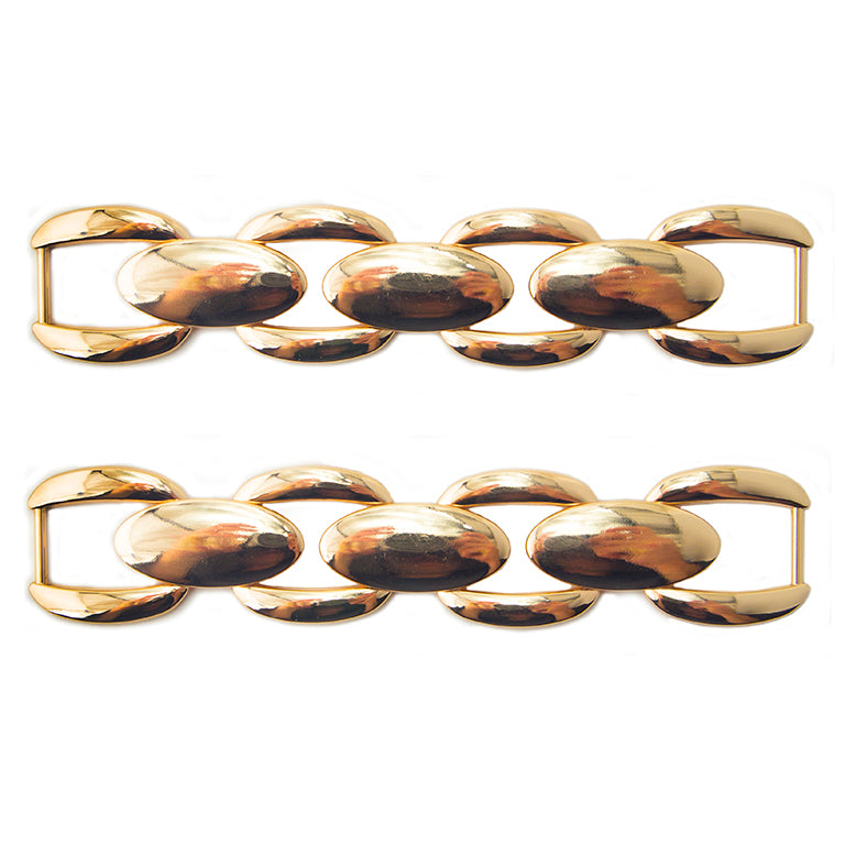 Set of 2 gold tone metal decorative chains for accessories.