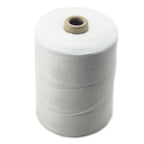 Large spool of white eco friendly synthetic fibre thread.