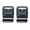 Two metal and black plastic magnetic buckles for straps.