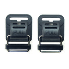 Two metal and black plastic magnetic buckles for straps.