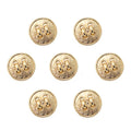 Set of 7 gold tone metal buttons with button hole design.