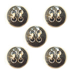 Set of 5 large grey black tone metal buttons displayed