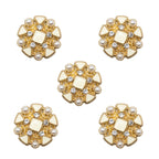 Set of 5 ivory enamel buttons in gold tone setting