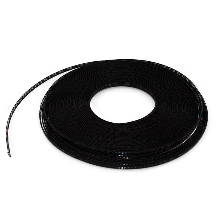 thin, black- 4 mm width, appx 24 meters