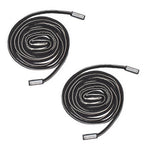Two black and white nylon hoodie replacement drawstring cords.