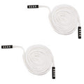 Two white cotton hoodie replacement drawstrings with black ends.