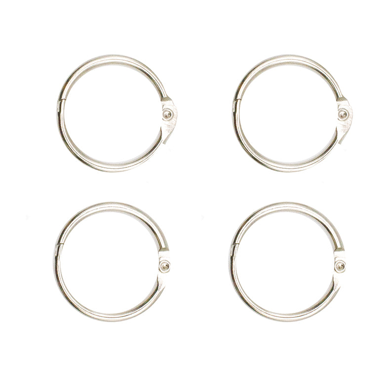 Set of 8 nickel-plated binding O ring hinged book binder rings.