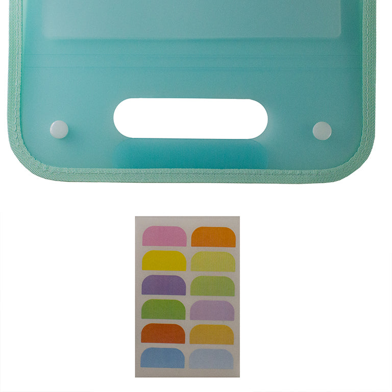 Open view of the accordion-style pockets in the folder