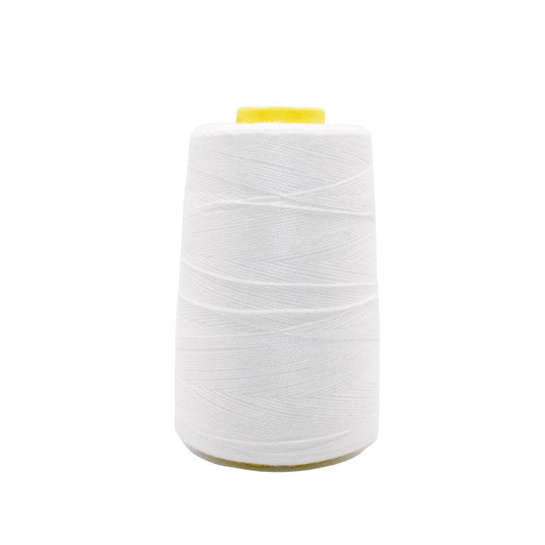 Large spool of white eco friendly synthetic fiber thread