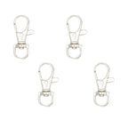 Pack of 4 large metal lobster claw clasps in silver finish.