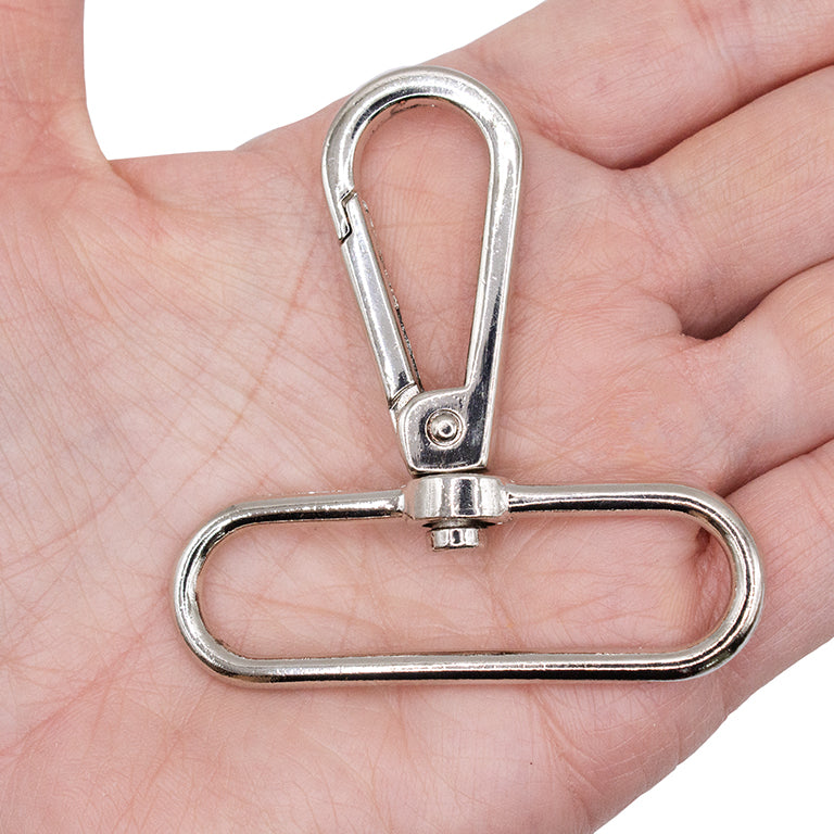 Pack of 2 Large 60x60mm Silver Tone Metal Swivel Clasps for Keychains, bag Straps, Lanyards, DIY Crafts – Rotating Clasps for Sewing and Bag Making, Takes a Strap 50mm Wide