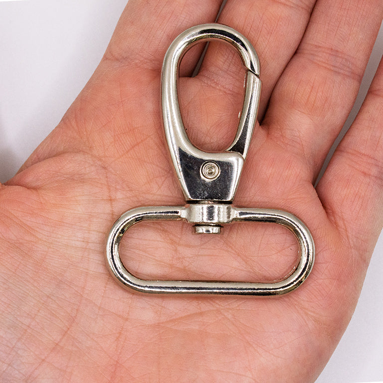 Pack of 2 Gloss Silver Tone Oval Ring Swivel Clasps 58x45mm, Take a Strap up to 38mm – Heavy Duty, Multipurpose for DIY Crafts, Bags, Straps, Keychains