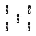 Pack of 5 waterproof black metal zip pulls with head sliders.
