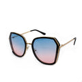 Large metal frame women's polarized sunglasses in blue and pink shades.