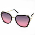 Large metal frame women's polarized sunglasses in pink and purple shades.