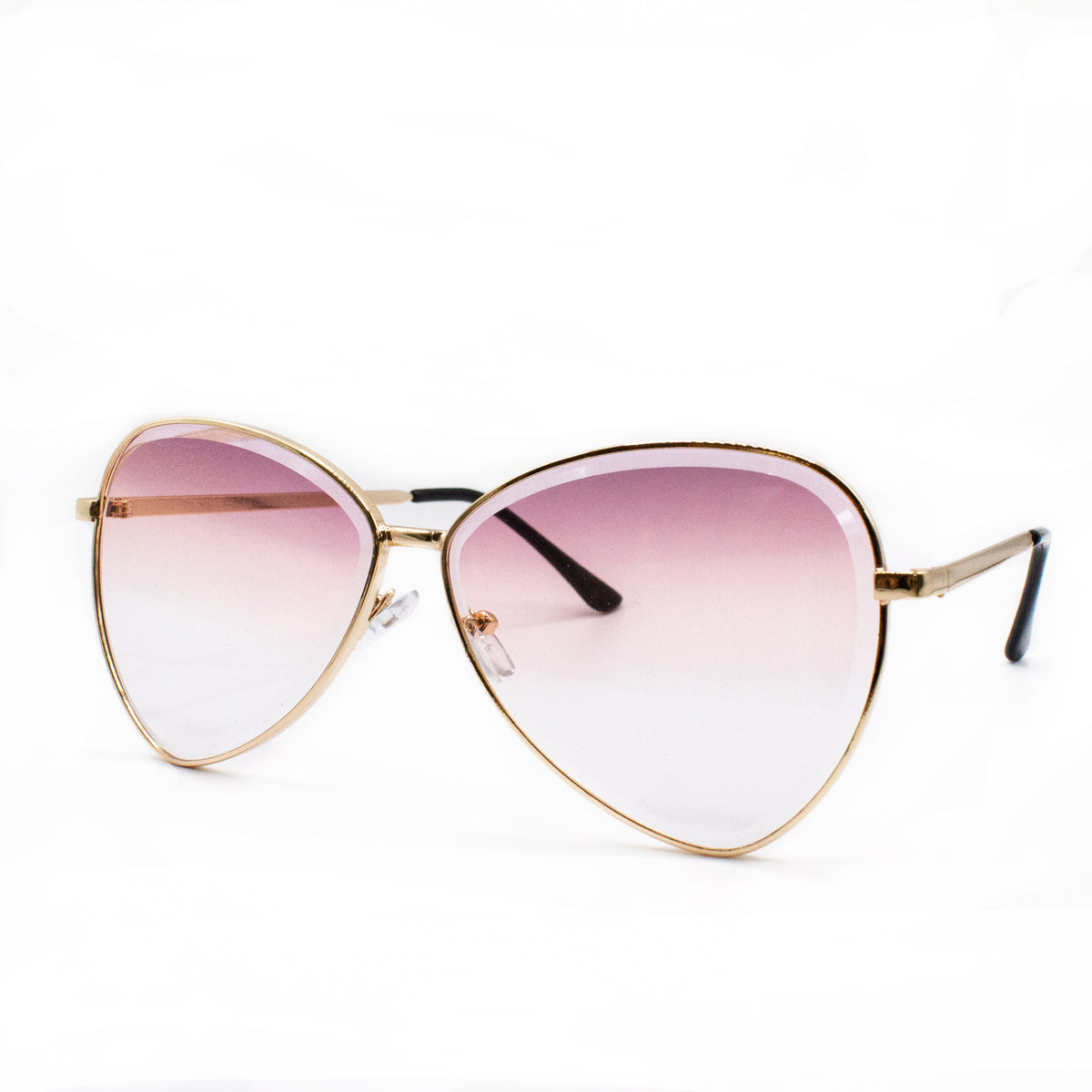 Pale rose pink women's polarized cat eye sunglasses on a white background.