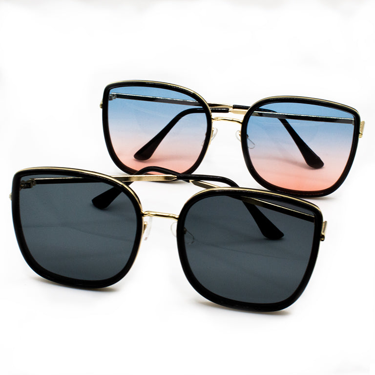 Pair of retro square polarised sunglasses in elegant black frame