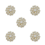Five flower-shaped buttons with pearl centres and rhinestones