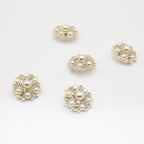 5pcs 25mm Flower-Shaped Pearl Rhinestone Buttons – Decorative Snap Buttons for Coats, Sweaters, Clothing, DIY Crafts, Sewing & Embellishment