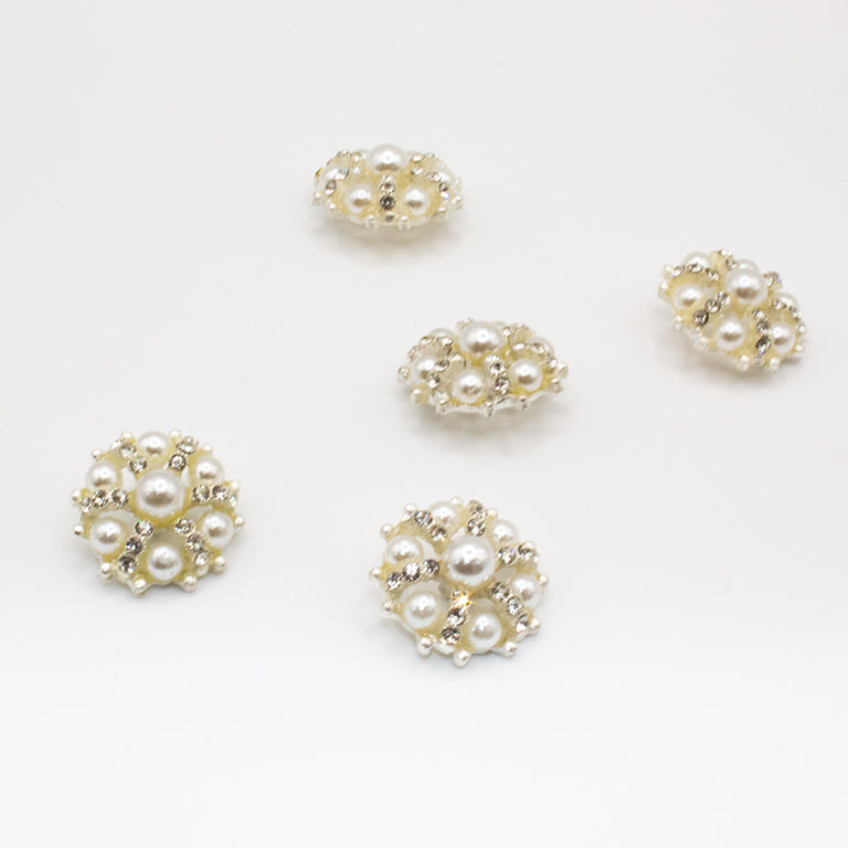 5pcs 25mm Flower-Shaped Pearl Rhinestone Buttons – Decorative Snap Buttons for Coats, Sweaters, Clothing, DIY Crafts, Sewing & Embellishment