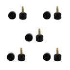 5 pairs of black round high heel tips displayed on a white background.