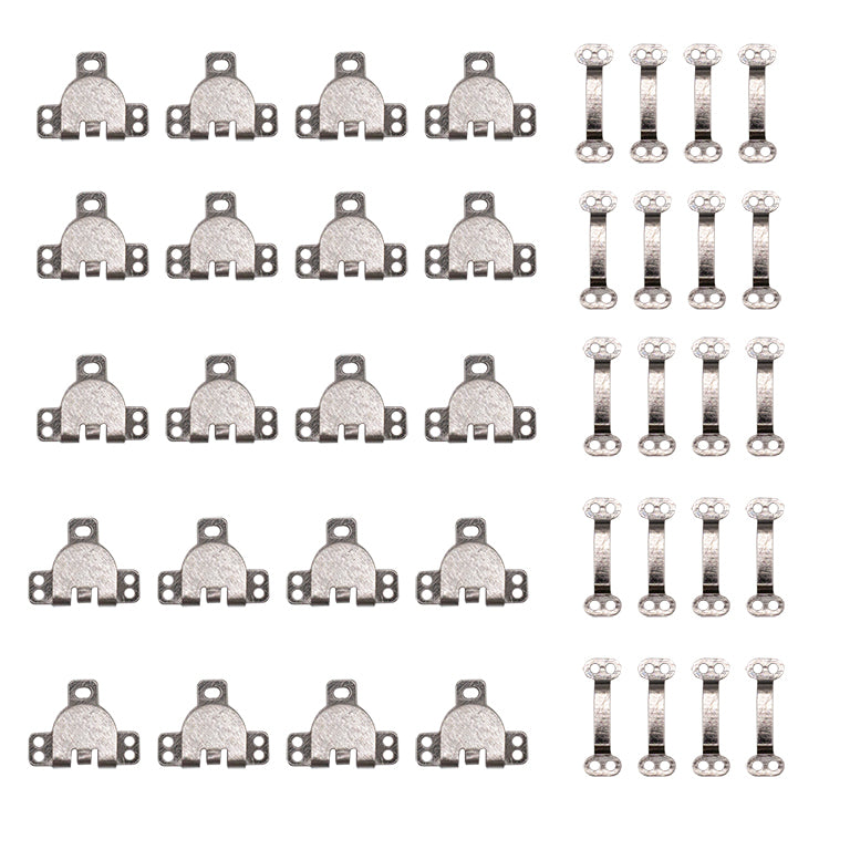 20 sets of gunmetal trouser fasteners displayed on a white background
