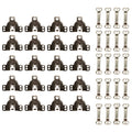 20 sets of silvery trouser fasteners displayed on a white background.