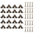 20 sets of silvery trouser fasteners displayed on a white background.
